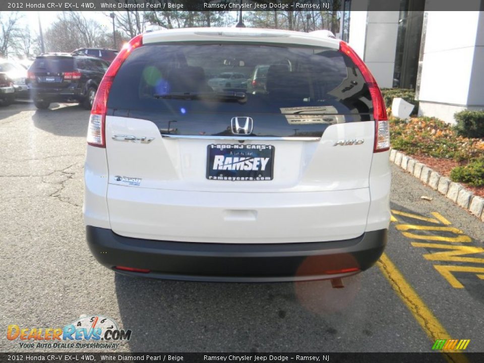 2012 Honda CR-V EX-L 4WD White Diamond Pearl / Beige Photo #7