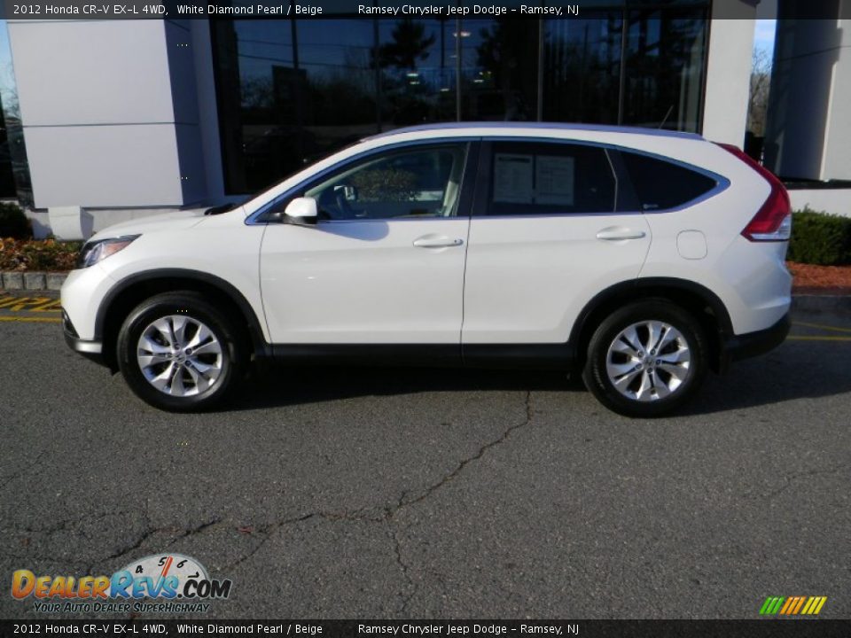 2012 Honda CR-V EX-L 4WD White Diamond Pearl / Beige Photo #10