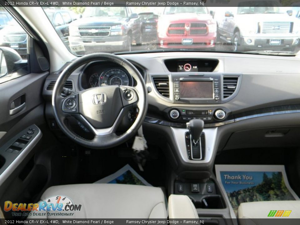 2012 Honda CR-V EX-L 4WD White Diamond Pearl / Beige Photo #13