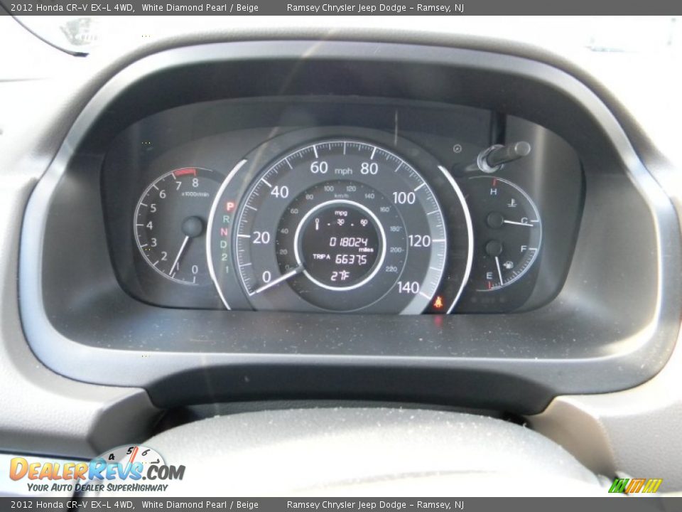 2012 Honda CR-V EX-L 4WD White Diamond Pearl / Beige Photo #14