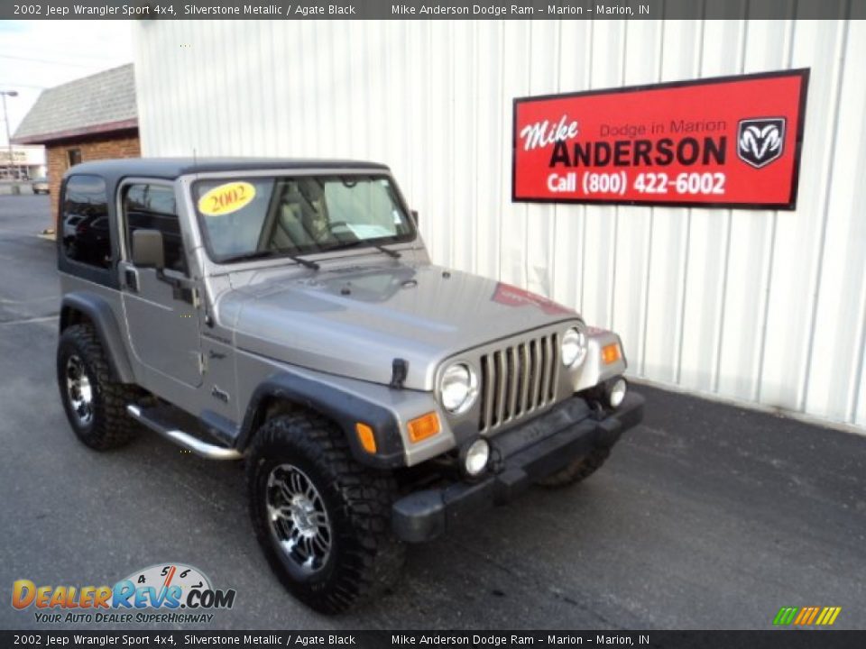 2002 Jeep Wrangler Sport 4x4 Silverstone Metallic / Agate Black Photo #1