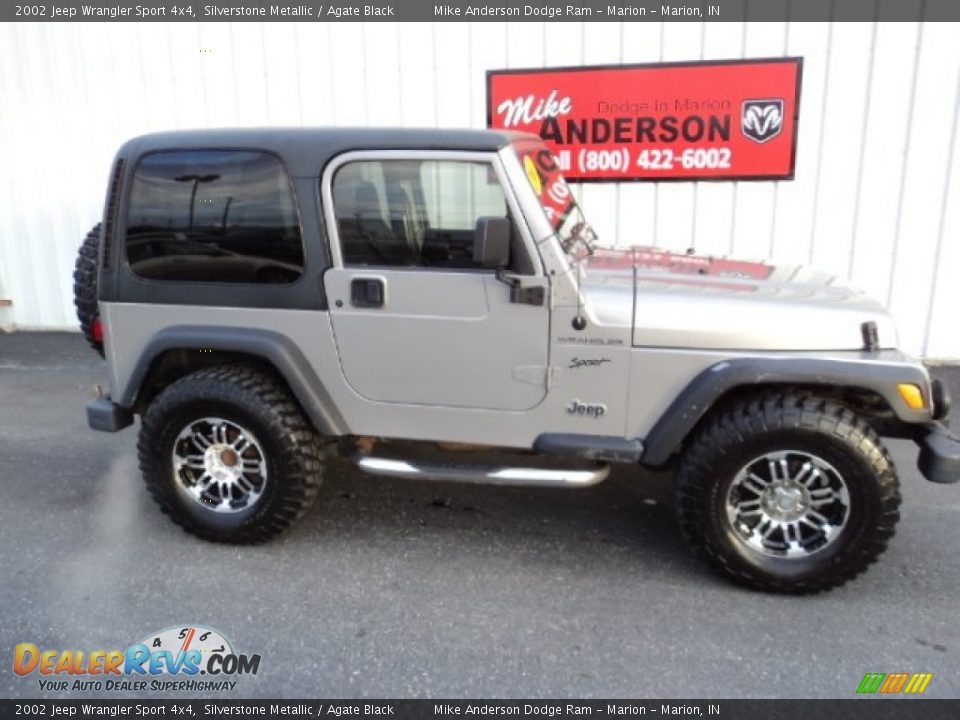 2002 Jeep Wrangler Sport 4x4 Silverstone Metallic / Agate Black Photo #2