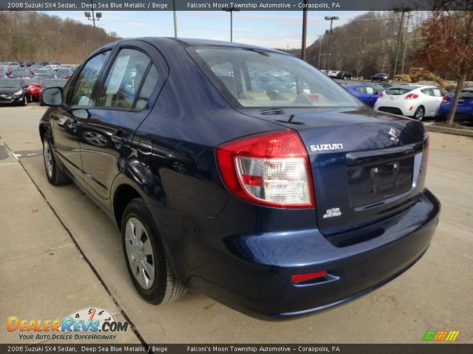 2008 Suzuki SX4 Sedan Deep Sea Blue Metallic / Beige Photo #4