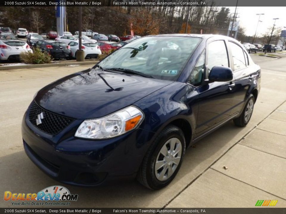 2008 Suzuki SX4 Sedan Deep Sea Blue Metallic / Beige Photo #6