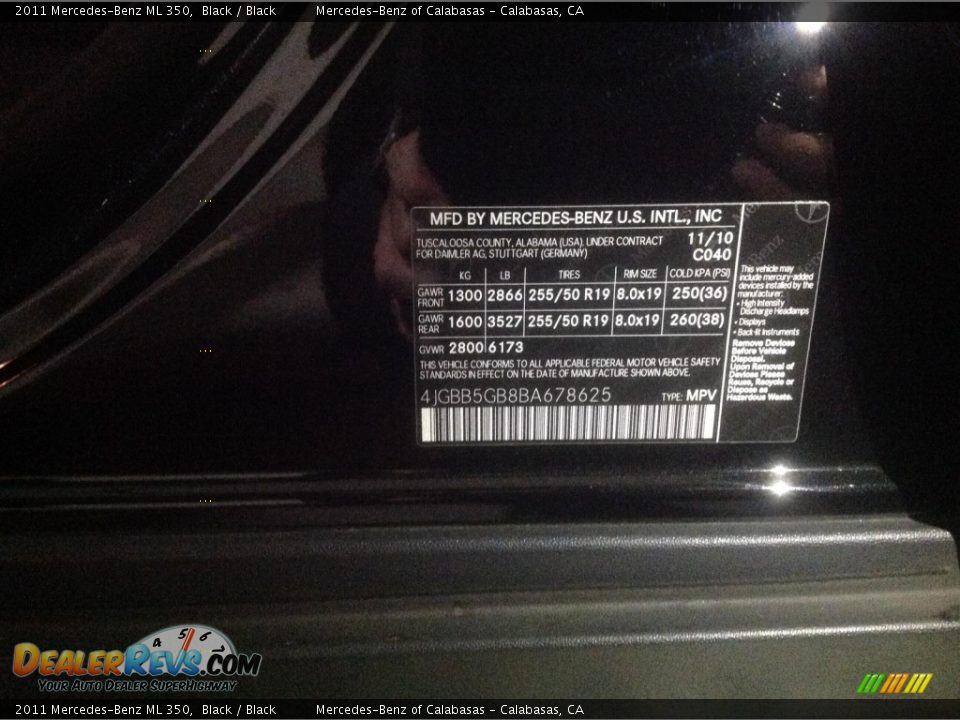 2011 Mercedes-Benz ML 350 Black / Black Photo #6
