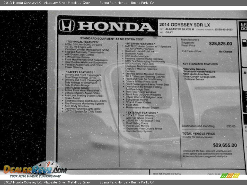 2013 Honda Odyssey LX Alabaster Silver Metallic / Gray Photo #21