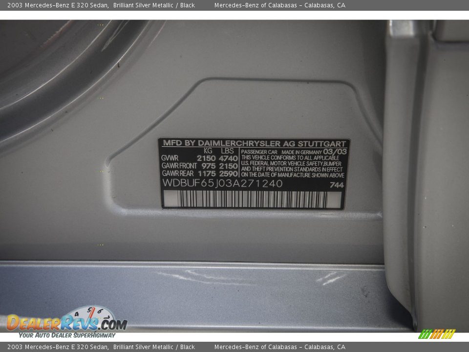 2003 Mercedes-Benz E 320 Sedan Brilliant Silver Metallic / Black Photo #19