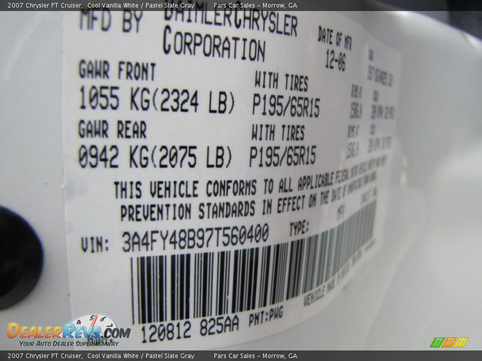 2007 Chrysler PT Cruiser Cool Vanilla White / Pastel Slate Gray Photo #13