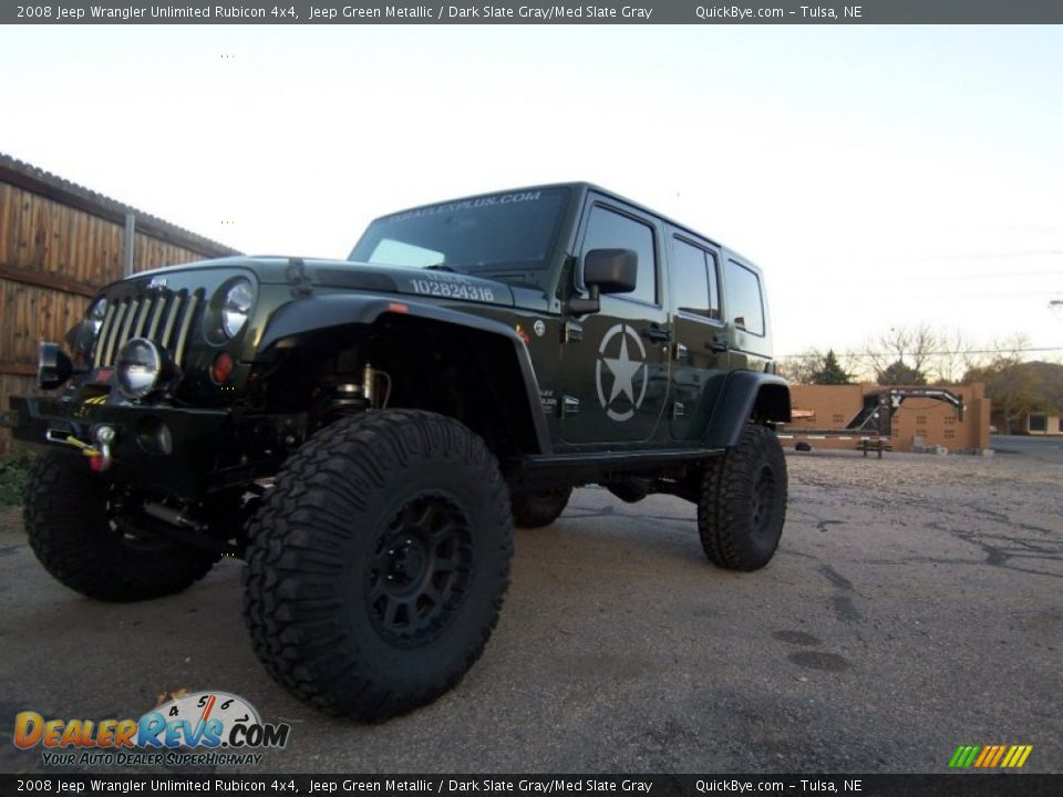 2008 Jeep Wrangler Unlimited Rubicon 4x4 Jeep Green Metallic / Dark Slate Gray/Med Slate Gray Photo #2