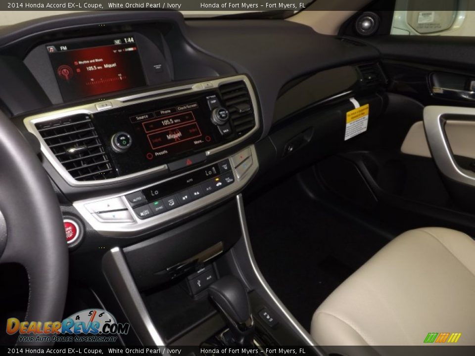 2014 Honda Accord EX-L Coupe White Orchid Pearl / Ivory Photo #13