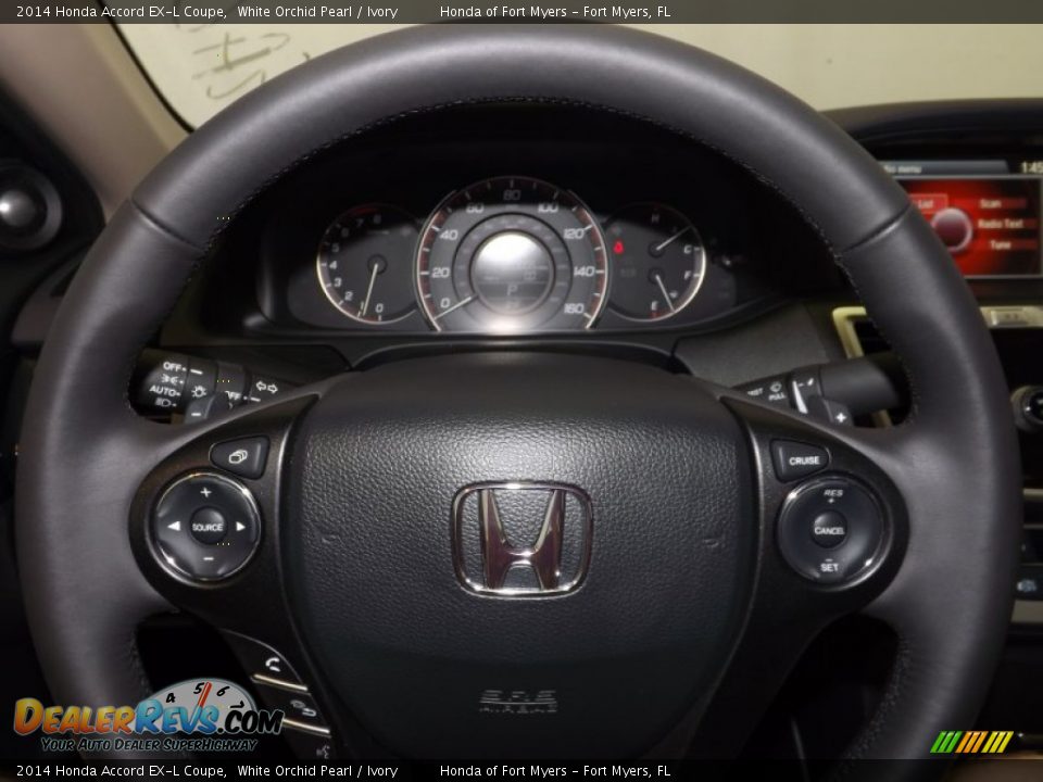 2014 Honda Accord EX-L Coupe White Orchid Pearl / Ivory Photo #26