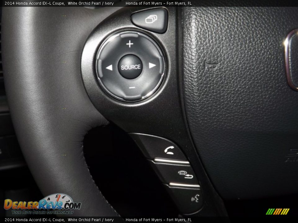 2014 Honda Accord EX-L Coupe White Orchid Pearl / Ivory Photo #28