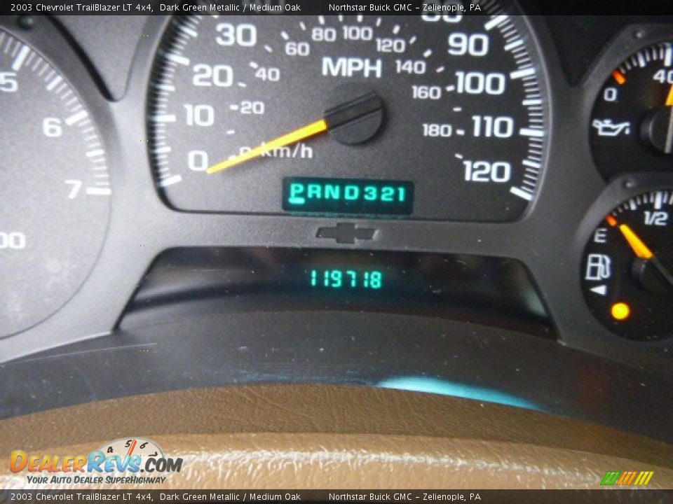 2003 Chevrolet TrailBlazer LT 4x4 Dark Green Metallic / Medium Oak Photo #14