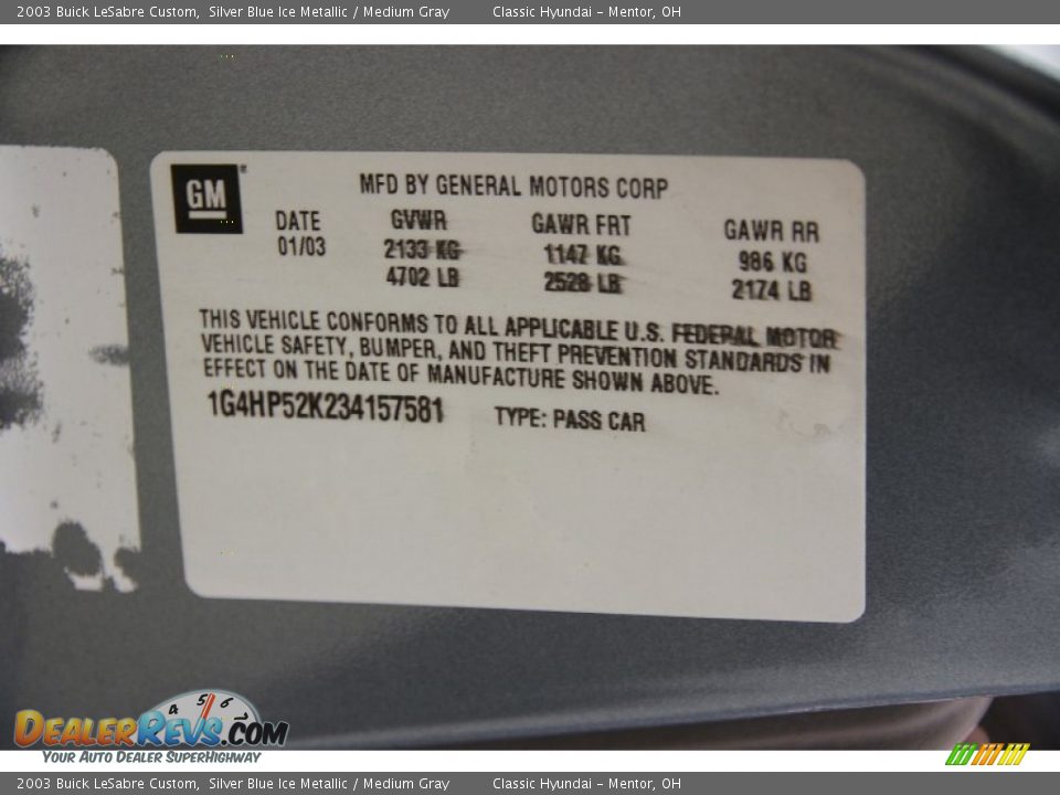 2003 Buick LeSabre Custom Silver Blue Ice Metallic / Medium Gray Photo #18