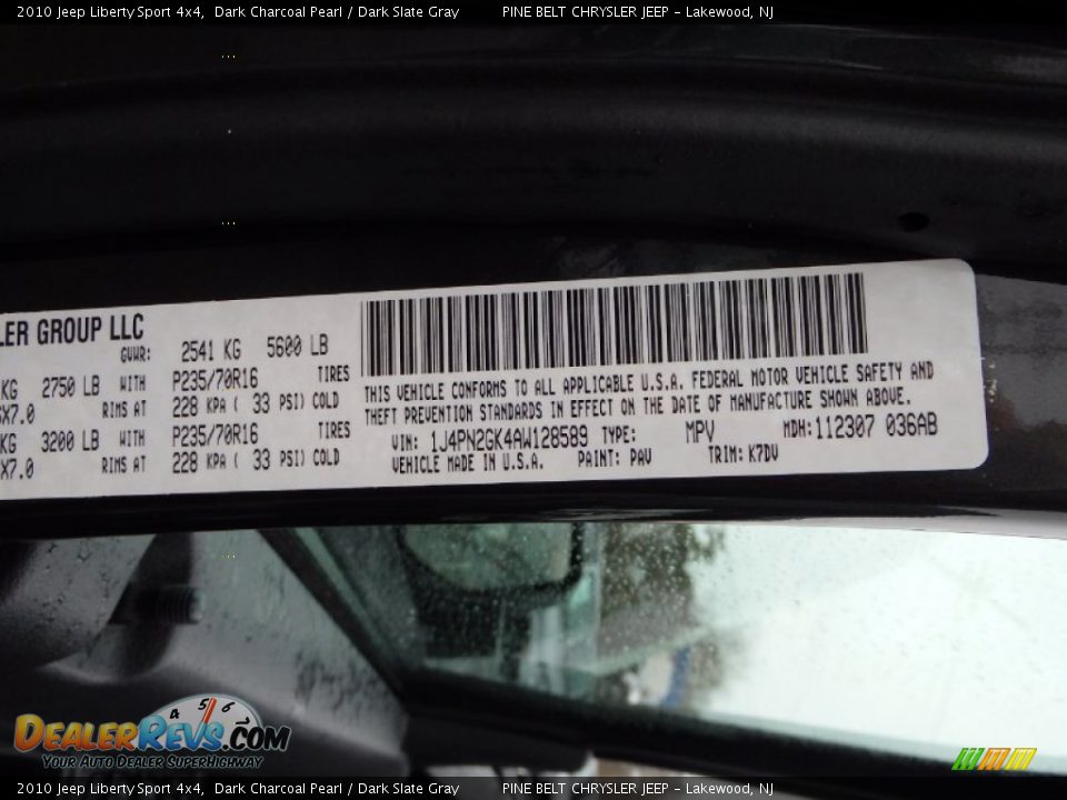 2010 Jeep Liberty Sport 4x4 Dark Charcoal Pearl / Dark Slate Gray Photo #27