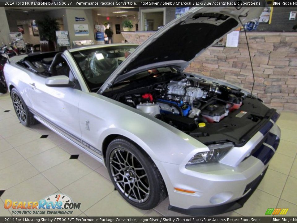 2014 Ford Mustang Shelby GT500 SVT Performance Package Convertible Ingot Silver / Shelby Charcoal Black/Blue Accents Recaro Sport Seats Photo #1