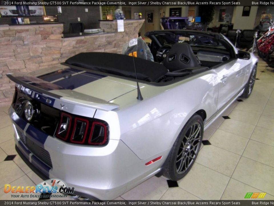 2014 Ford Mustang Shelby GT500 SVT Performance Package Convertible Ingot Silver / Shelby Charcoal Black/Blue Accents Recaro Sport Seats Photo #4