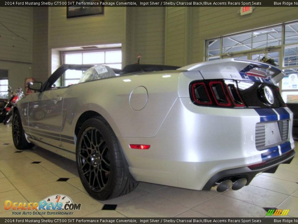 2014 Ford Mustang Shelby GT500 SVT Performance Package Convertible Ingot Silver / Shelby Charcoal Black/Blue Accents Recaro Sport Seats Photo #6