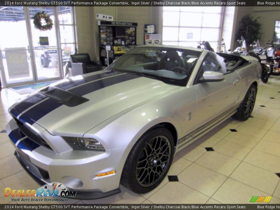 2014 Ford Mustang Shelby GT500 SVT Performance Package Convertible Ingot Silver / Shelby Charcoal Black/Blue Accents Recaro Sport Seats Photo #8
