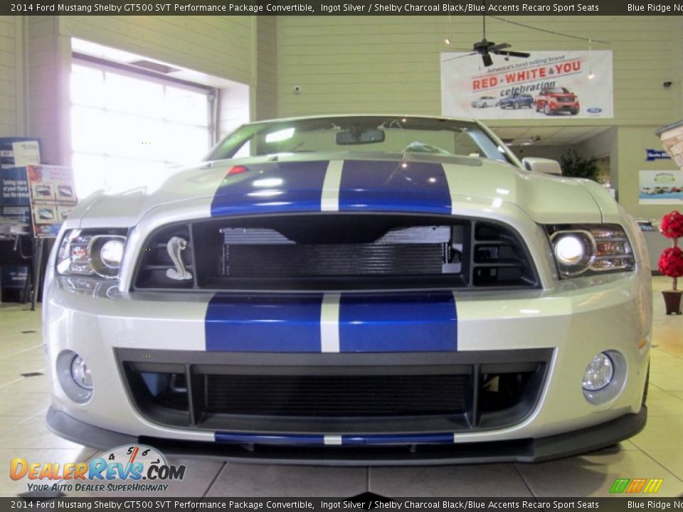 2014 Ford Mustang Shelby GT500 SVT Performance Package Convertible Ingot Silver / Shelby Charcoal Black/Blue Accents Recaro Sport Seats Photo #9