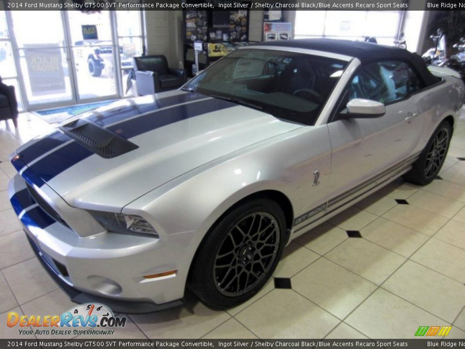 2014 Ford Mustang Shelby GT500 SVT Performance Package Convertible Ingot Silver / Shelby Charcoal Black/Blue Accents Recaro Sport Seats Photo #10