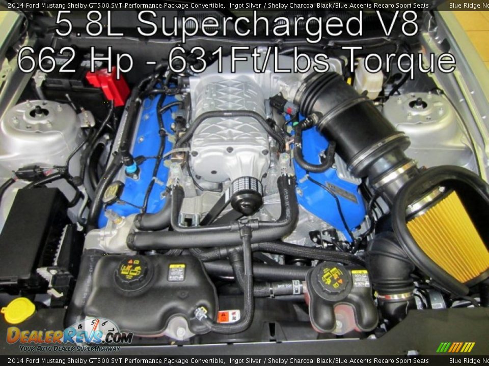 2014 Ford Mustang Shelby GT500 SVT Performance Package Convertible Ingot Silver / Shelby Charcoal Black/Blue Accents Recaro Sport Seats Photo #13