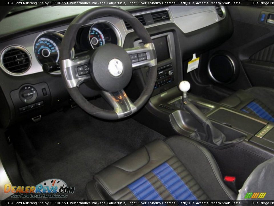 Shelby Charcoal Black/Blue Accents Recaro Sport Seats Interior - 2014 Ford Mustang Shelby GT500 SVT Performance Package Convertible Photo #18
