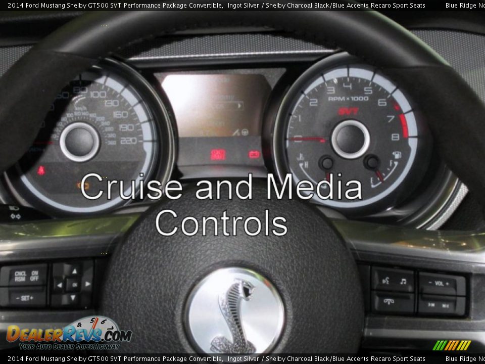 2014 Ford Mustang Shelby GT500 SVT Performance Package Convertible Ingot Silver / Shelby Charcoal Black/Blue Accents Recaro Sport Seats Photo #25