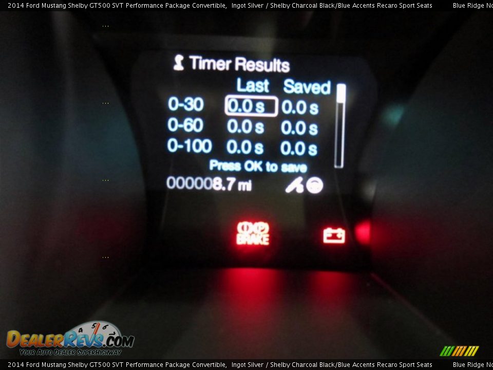 2014 Ford Mustang Shelby GT500 SVT Performance Package Convertible Ingot Silver / Shelby Charcoal Black/Blue Accents Recaro Sport Seats Photo #27