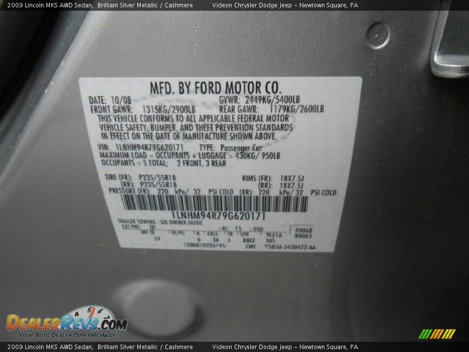 2009 Lincoln MKS AWD Sedan Brilliant Silver Metallic / Cashmere Photo #26