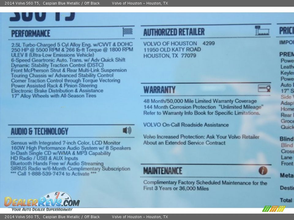 2014 Volvo S60 T5 Caspian Blue Metallic / Off Black Photo #34
