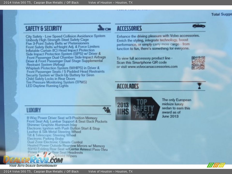 2014 Volvo S60 T5 Caspian Blue Metallic / Off Black Photo #35