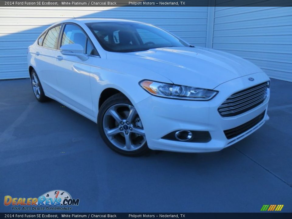 2014 Ford Fusion SE EcoBoost White Platinum / Charcoal Black Photo #2
