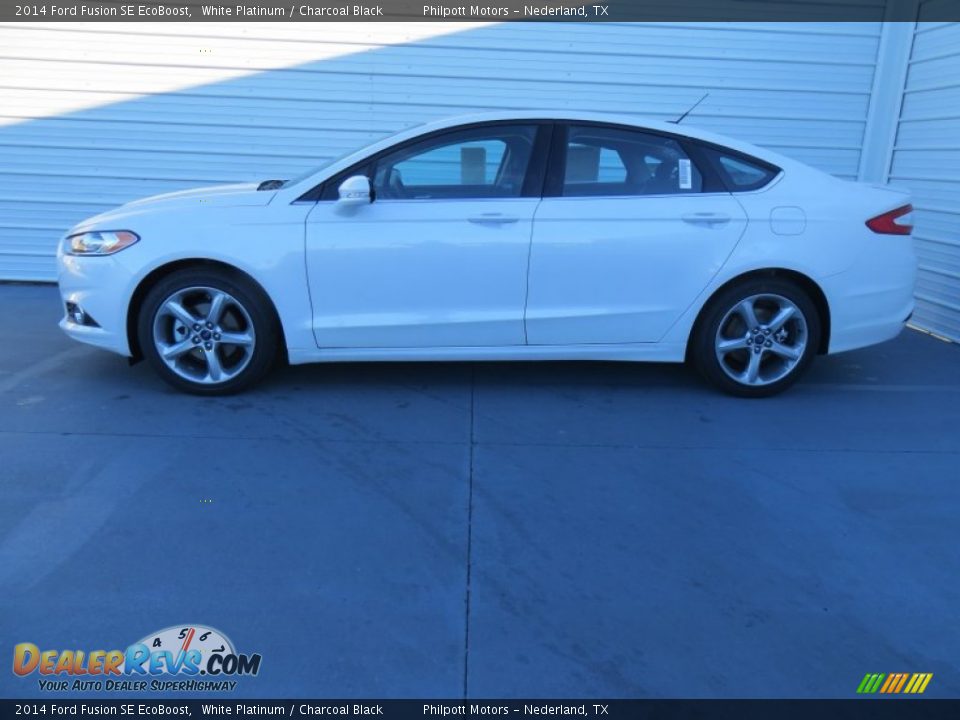2014 Ford Fusion SE EcoBoost White Platinum / Charcoal Black Photo #6