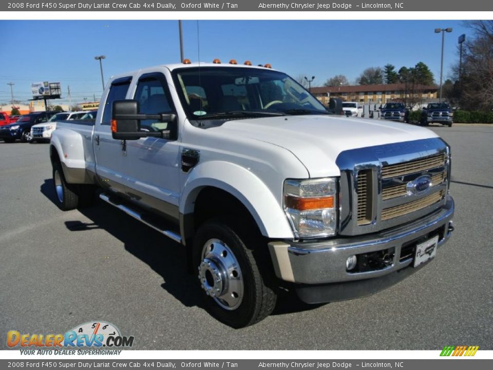 2008 Ford F450 Super Duty Lariat Crew Cab 4x4 Dually Oxford White / Tan Photo #2