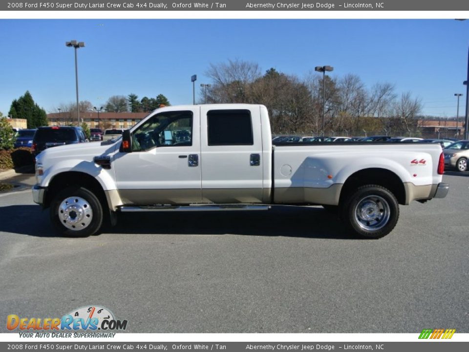 2008 Ford F450 Super Duty Lariat Crew Cab 4x4 Dually Oxford White / Tan Photo #3
