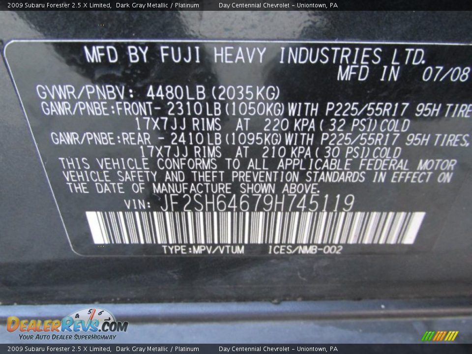 2009 Subaru Forester 2.5 X Limited Dark Gray Metallic / Platinum Photo #19