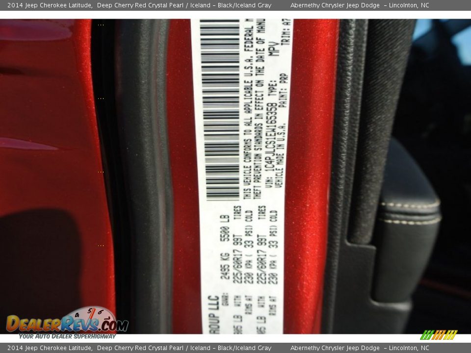2014 Jeep Cherokee Latitude Deep Cherry Red Crystal Pearl / Iceland - Black/Iceland Gray Photo #7