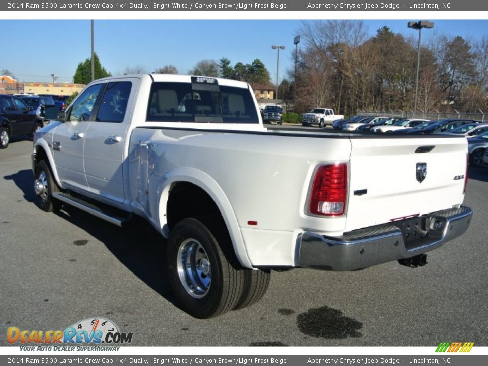2014 Ram 3500 Laramie Crew Cab 4x4 Dually Bright White / Canyon Brown/Light Frost Beige Photo #4