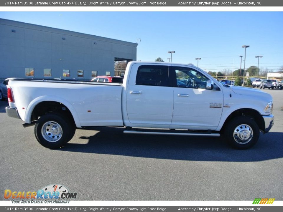 2014 Ram 3500 Laramie Crew Cab 4x4 Dually Bright White / Canyon Brown/Light Frost Beige Photo #6