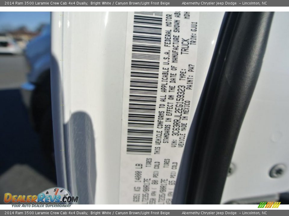 2014 Ram 3500 Laramie Crew Cab 4x4 Dually Bright White / Canyon Brown/Light Frost Beige Photo #7