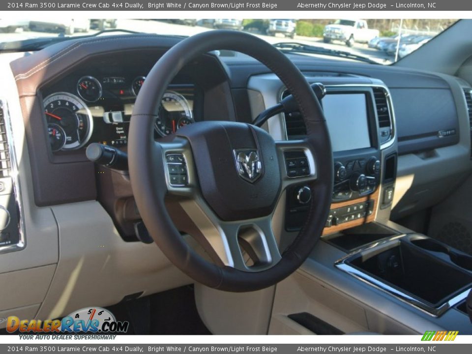 2014 Ram 3500 Laramie Crew Cab 4x4 Dually Bright White / Canyon Brown/Light Frost Beige Photo #22