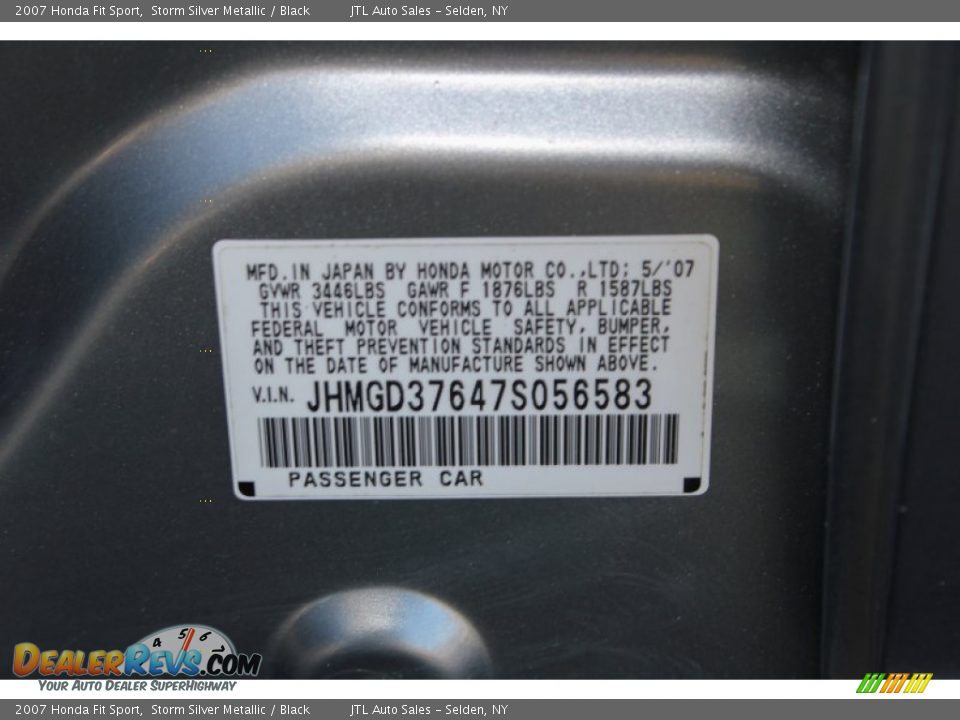 2007 Honda Fit Sport Storm Silver Metallic / Black Photo #18