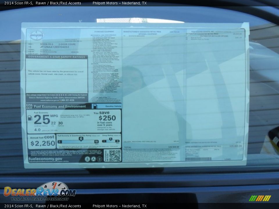 2014 Scion FR-S Raven / Black/Red Accents Photo #34