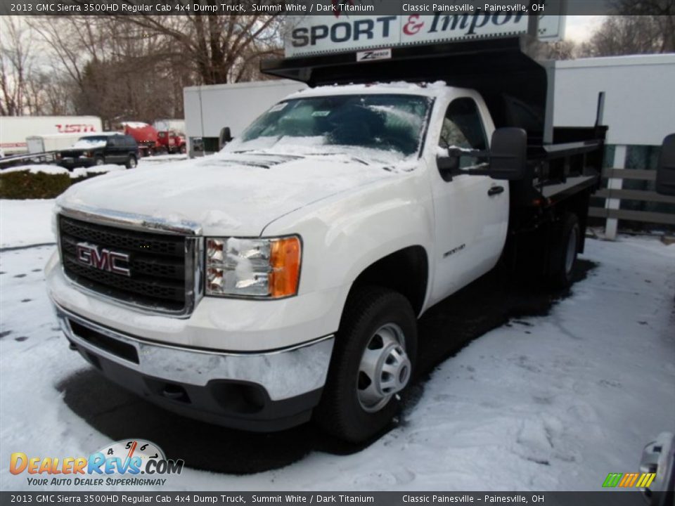 2013 GMC Sierra 3500HD Regular Cab 4x4 Dump Truck Summit White / Dark Titanium Photo #1