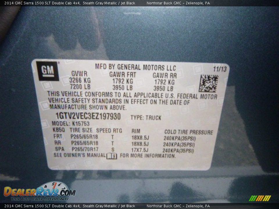 2014 GMC Sierra 1500 SLT Double Cab 4x4 Stealth Gray Metallic / Jet Black Photo #20