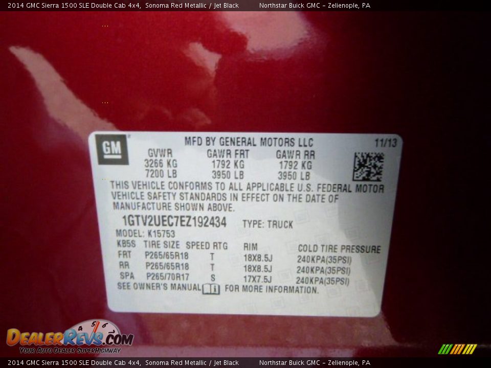 2014 GMC Sierra 1500 SLE Double Cab 4x4 Sonoma Red Metallic / Jet Black Photo #20