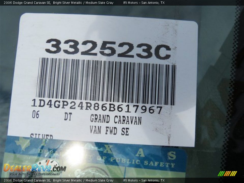 2006 Dodge Grand Caravan SE Bright Silver Metallic / Medium Slate Gray Photo #20