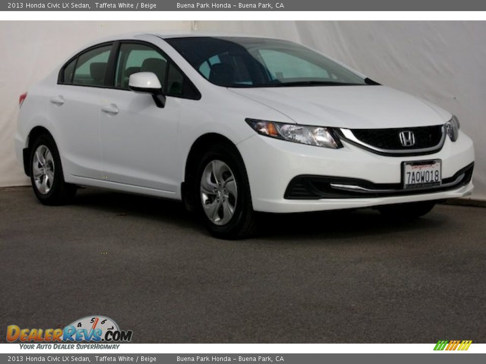 2013 Honda Civic LX Sedan Taffeta White / Beige Photo #1