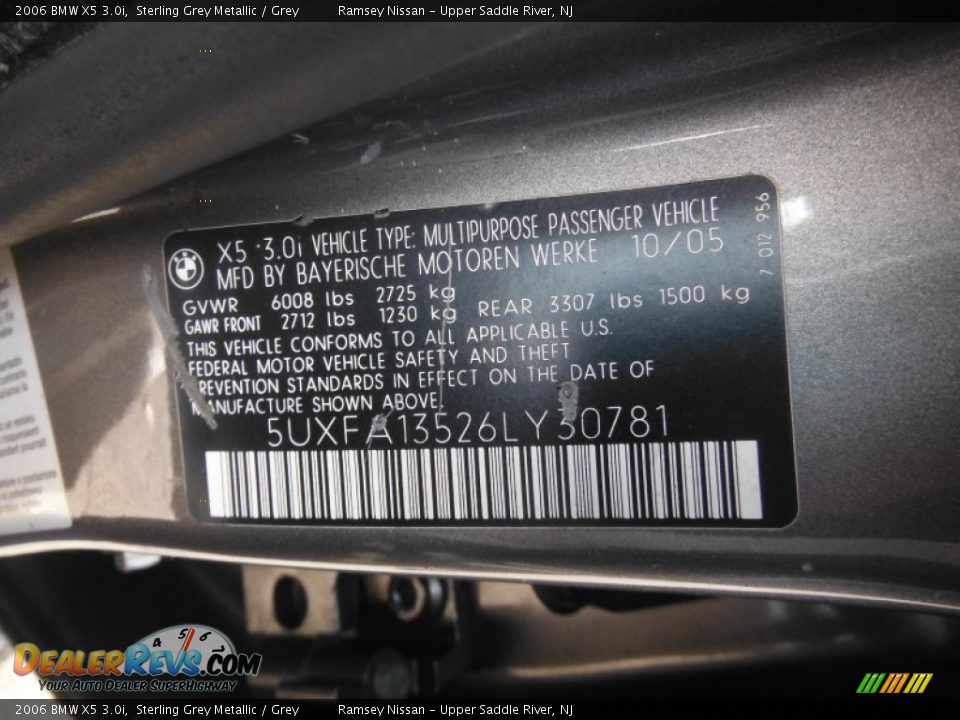 2006 BMW X5 3.0i Sterling Grey Metallic / Grey Photo #30